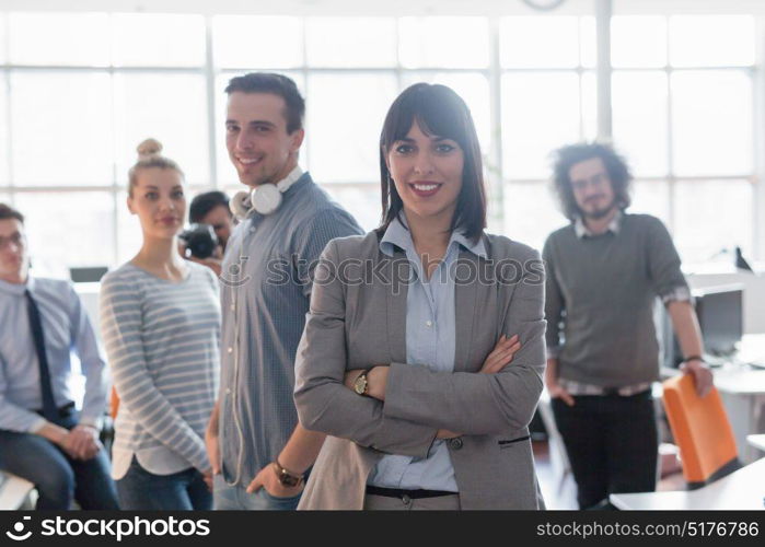 Portrait Of Successful Businesswoman Entrepreneur At Busy startup Office