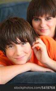 portrait of teenage boy and sister