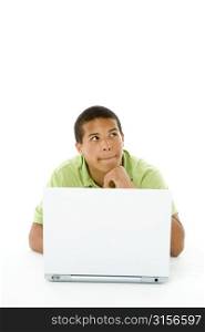 Portrait Of Teenage Boy On His Laptop