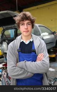 Portrait of teenager in mechanics apprenticeship