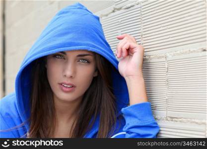 Portrait of teenager with blue sweater