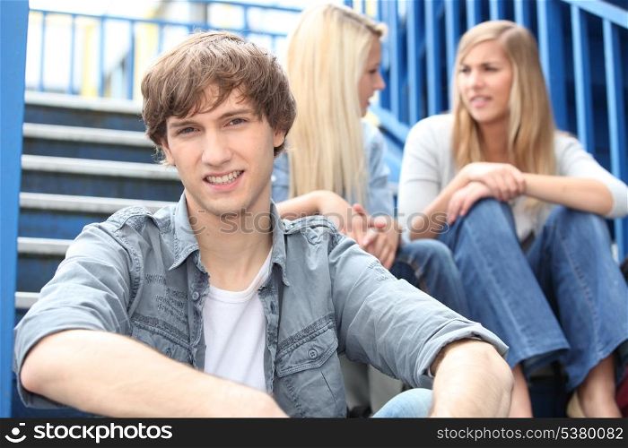 portrait of teenagers on stairs