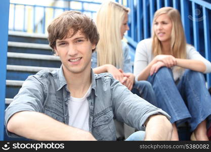 portrait of teenagers on stairs