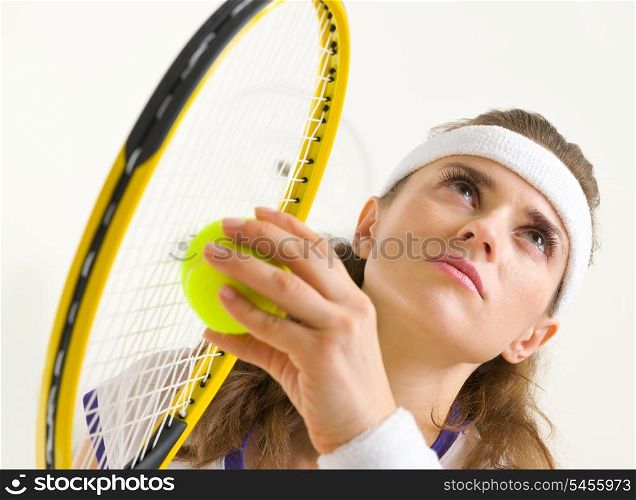 Portrait of tennis player ready to serve