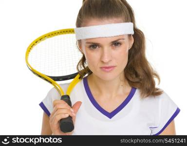 Portrait of tennis player with racket