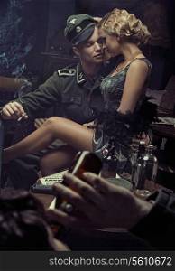 Portrait of the alluring military german couple