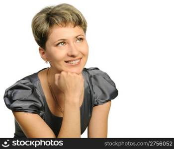 Portrait of the attractive girl. It is isolated on a white background