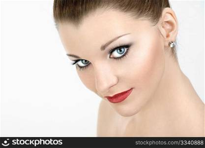 Portrait of the beautiful girl with the bright make-up, isolated