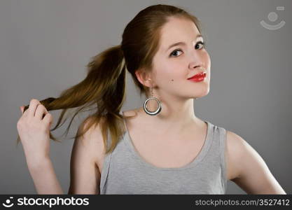 Portrait of the beautiful long-haired girl