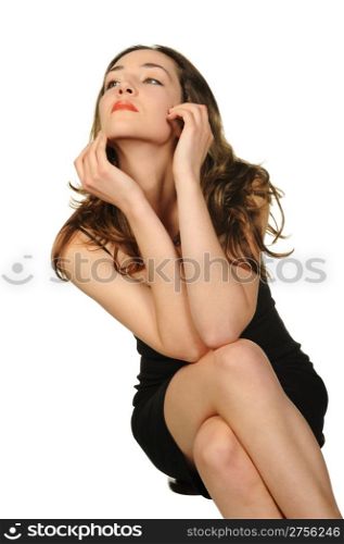 Portrait of the beautiful woman closeup. It is isolated on a white background
