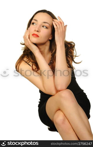 Portrait of the beautiful woman closeup. It is isolated on a white background