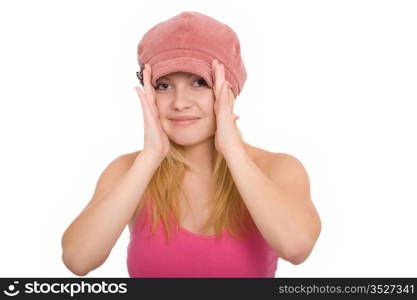 Portrait of the beautiful young girl on a white background ?3