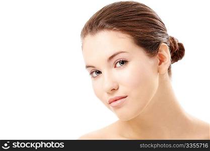 Portrait of the beautiful young woman isolated on a white background