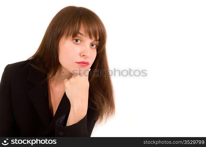 portrait of the brunette. isolated on white