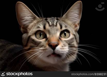 Portrait of the cute cat staring. Beautiful kitten looking deep. Generated AI