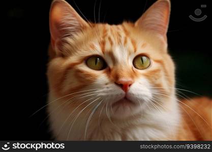 Portrait of the cute cat staring. Beautiful kitten looking deep. Generated AI