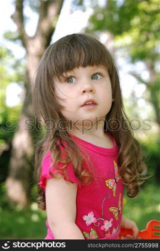 Portrait of the girl. Caucasian the child with brown eyes