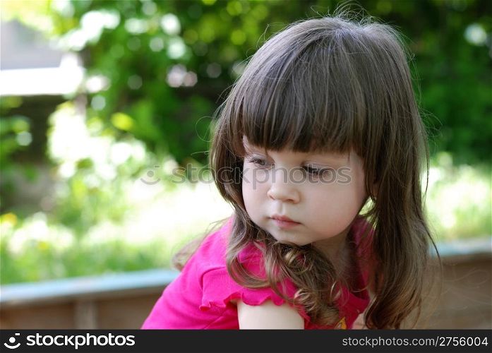 Portrait of the girl. Caucasian the child with brown eyes