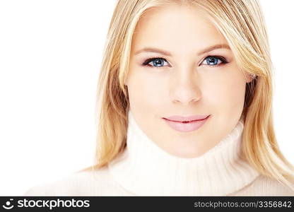 Portrait of the happy beauty with a fair hair, isolated