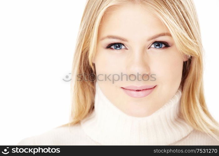 Portrait of the happy beauty with a fair hair, isolated