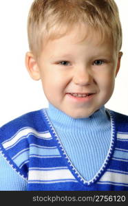 Portrait of the little boy. Age 3 years. It is isolated on a white background