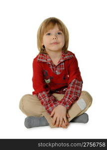 Portrait of the little boy. It is isolated on a white background