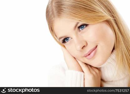 Portrait of the smiling attractive blonde, isolated