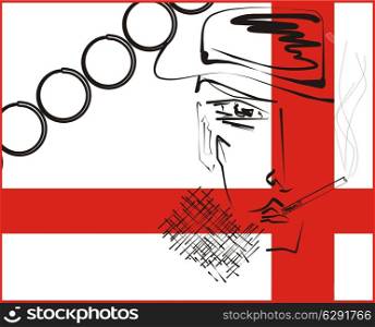 Portrait of the smoking man with a cigarette. illustration