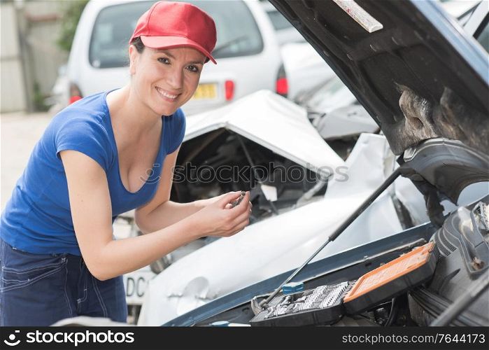 portrait of the woman mechanic