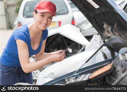 portrait of the woman mechanic