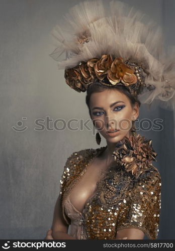 Portrait of the woman with gold hat