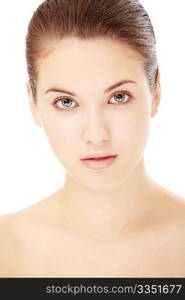 Portrait of the young woman isolated on a white background