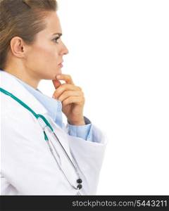 Portrait of thoughtful doctor woman