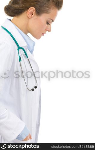 Portrait of thoughtful medical doctor woman