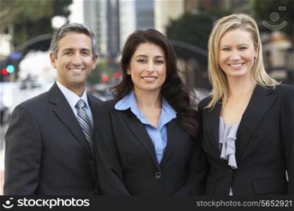 Portrait Of Three Business Colleagues Outside Office