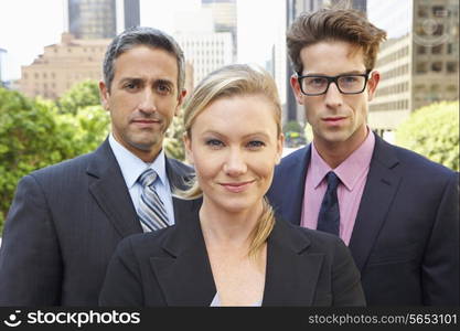 Portrait Of Three Business Colleagues Outside Office