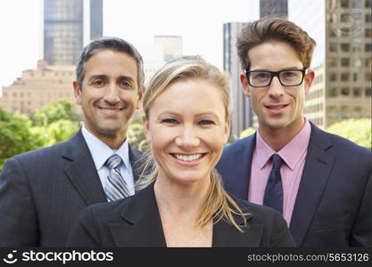 Portrait Of Three Business Colleagues Outside Office