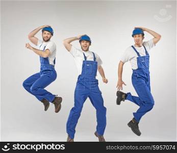 Portrait of three dancing employees