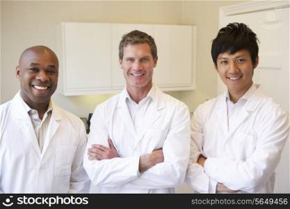 Portrait Of Three Doctors In American Hospital