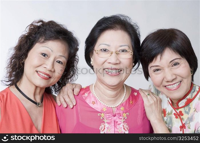 Portrait of three senior women smiling