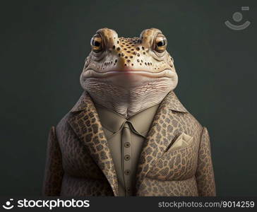 Portrait of toad dressed in a formal business suit, boss, generative ai