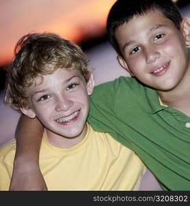 Portrait of two boys smiling