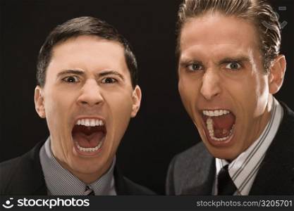 Portrait of two businessmen shouting