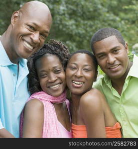 Portrait of two couples smiling