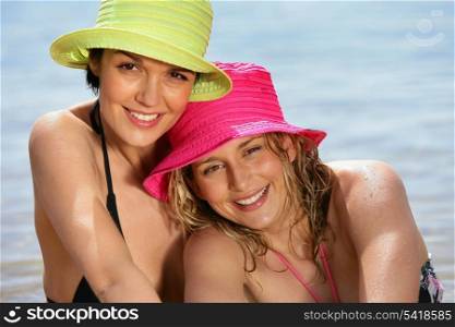 Portrait of two women at the beach
