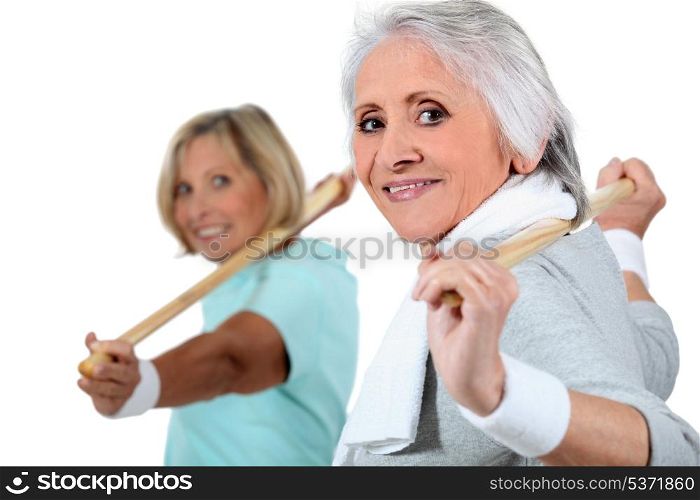 portrait of two women doing exercise