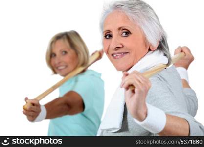 portrait of two women doing exercise
