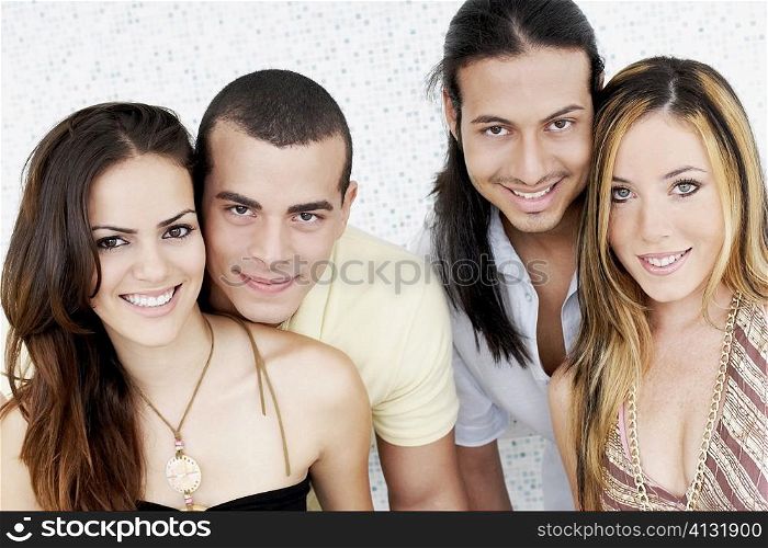 Portrait of two young couples smiling