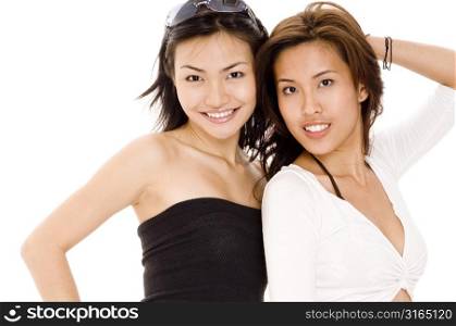 Portrait of two young women posing