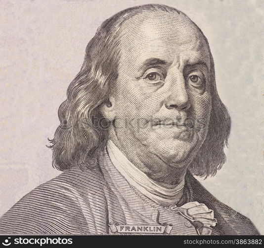 Portrait of U.S. president Benjamin Franklin